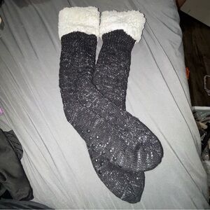 Cozy Black Knit Slipper Socks